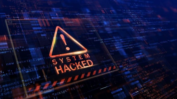 Aviso de sistema hackeado em tela