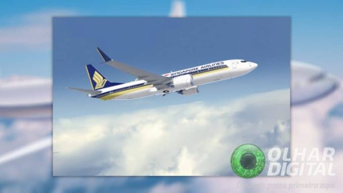 Ilustração de Boeing 777 operado pela Singapore Airlines