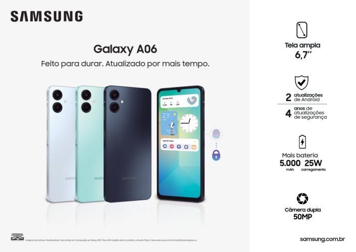 Galaxy A06 é o novo celular básico da Samsung no Brasil; veja preço e especificações