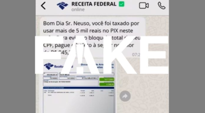 É #FAKE que a Receita Federal esteja cobrando imposto do PIX para quem recebe mais de R$ 5 mil; golpe envia boleto falso a vítimas | Fato ou Fake