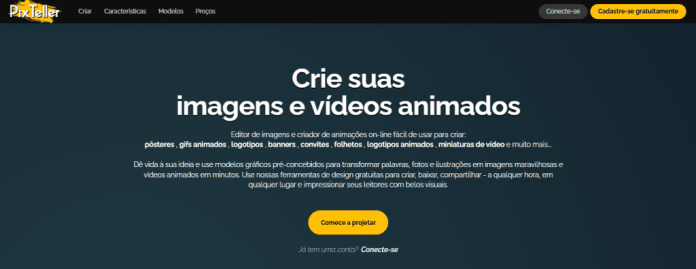 Captura de tela do site PixTeller