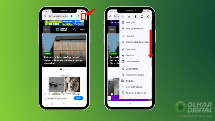 Primeiro passo para descobrir senha do e-mail no Android