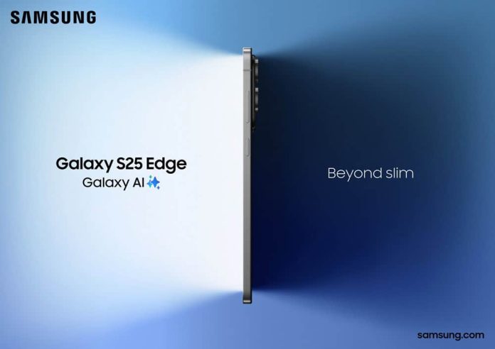 Imagem do Galaxy S25 Edge de lado