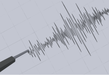 Gráfico de sismógrafo registrando tremor sísmico