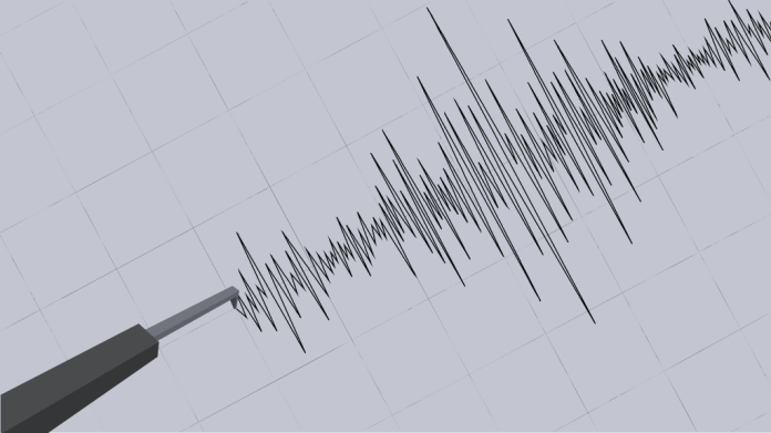 Gráfico de sismógrafo registrando tremor sísmico