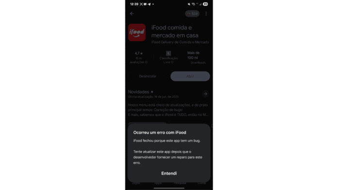 Caiu aí? App do iFood apresenta instabilidade neste sábado, 21