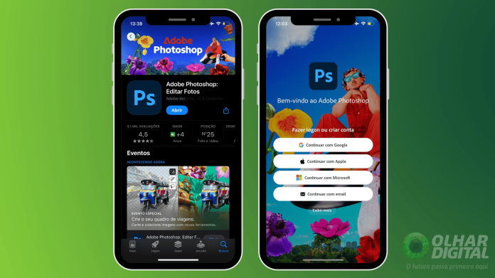 Como usar o Photoshop no smartphone Apple passos 1 e 2