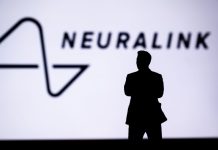 logo da neuralink e silhueta de elon musk
