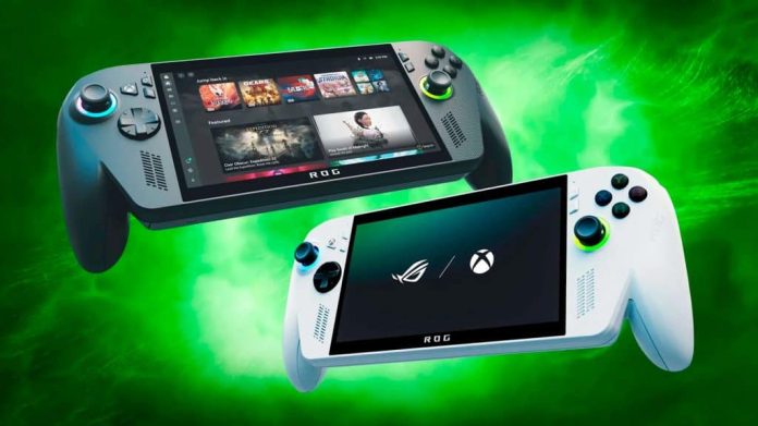 Acima, o ROG Xbox Ally X. Abaixo, o ROG Xbox Ally.