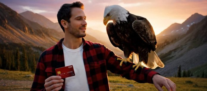 Imagem gerada por IA de um homem com uma águia no braço