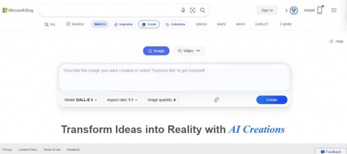 Como usar o MAI‑Image‑1 para criar imagens pelo Bing Creator da Microsoft