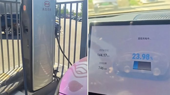 Vídeo mostra carregamento de carro elétrico da BYD em velocidade recorde