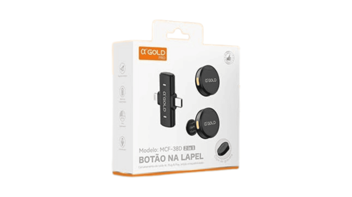 Microfone de lapela AGold em oferta: kit com 2 unidades e até 10 horas de bateria